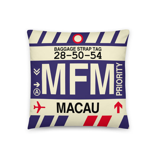 Travel Gift Throw PIllow • MFM Macau • YHM Designs - Image 01