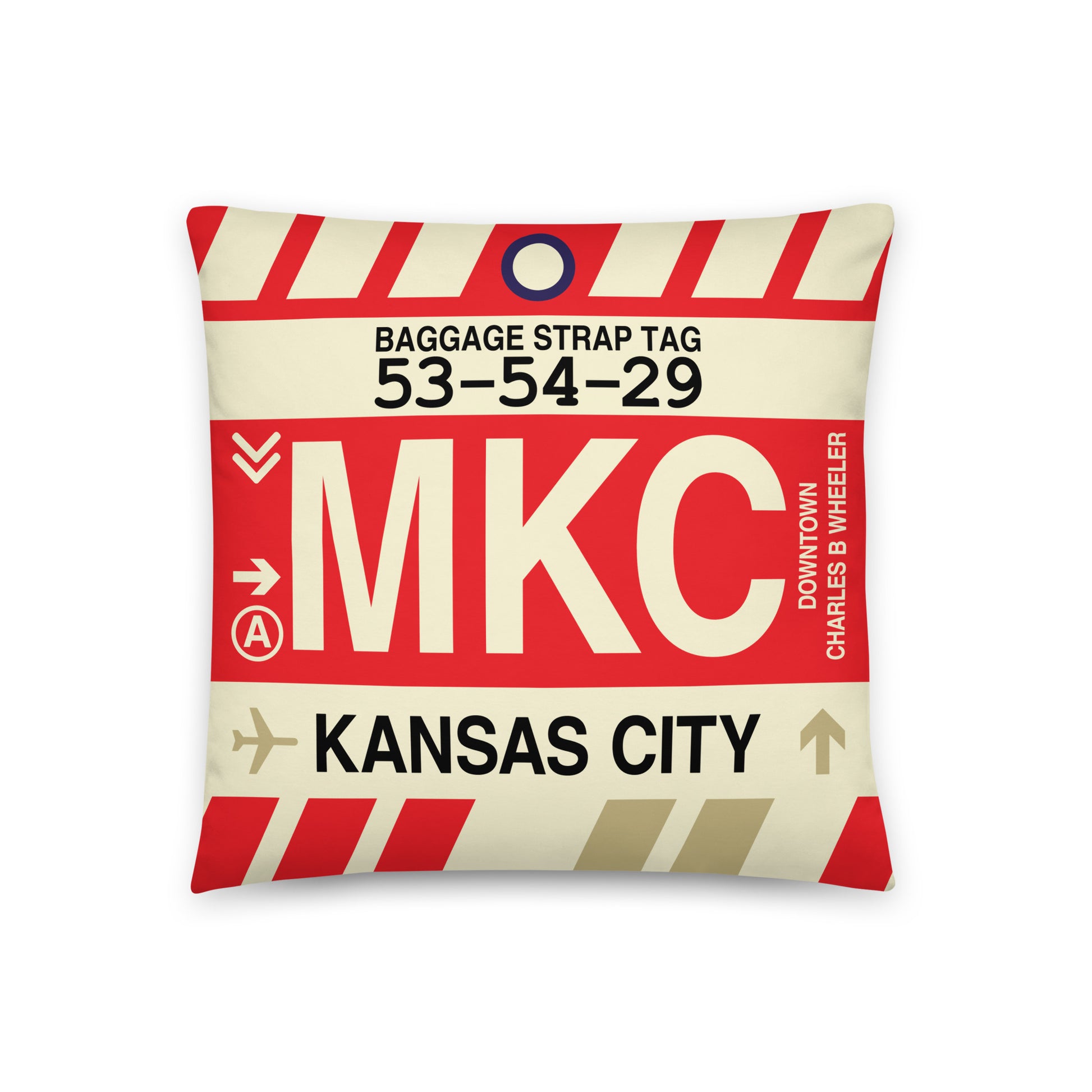 Travel-Themed Throw Pillow • MKC Kansas City • YHM Designs - Image 01