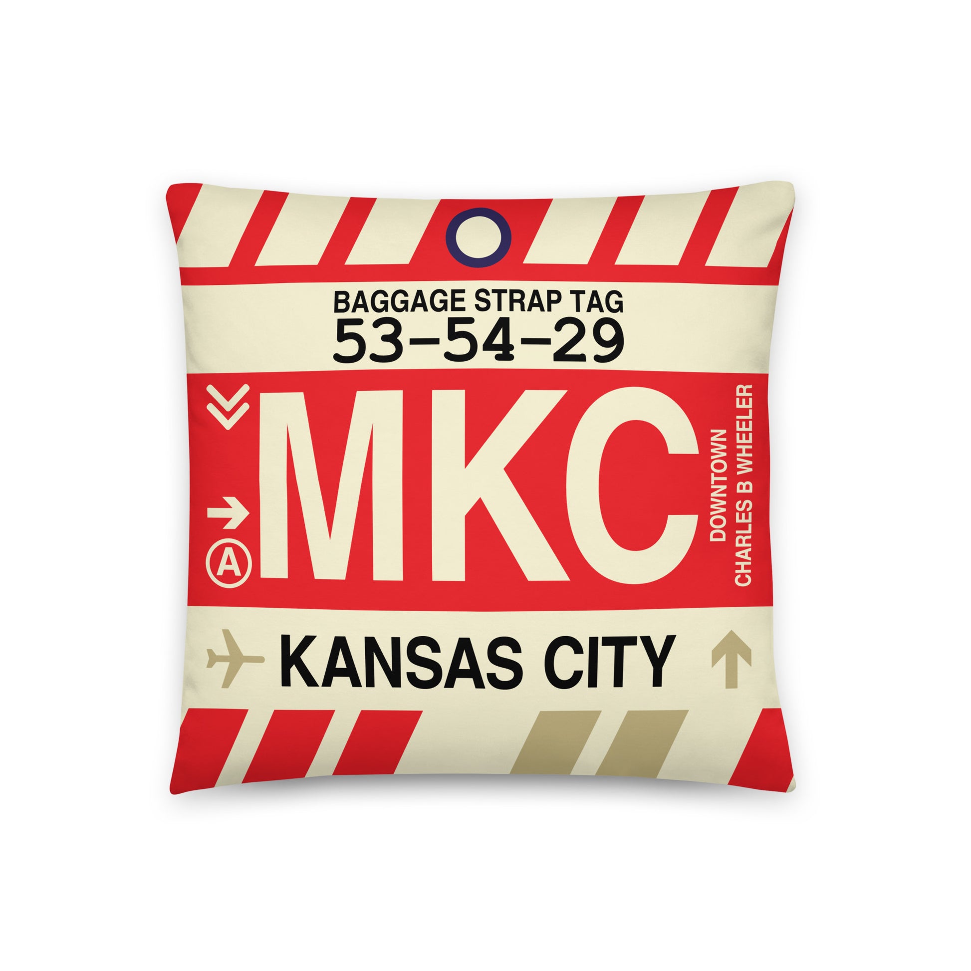 Travel Gift Throw Pillow • MKC Kansas City • YHM Designs - Image 01