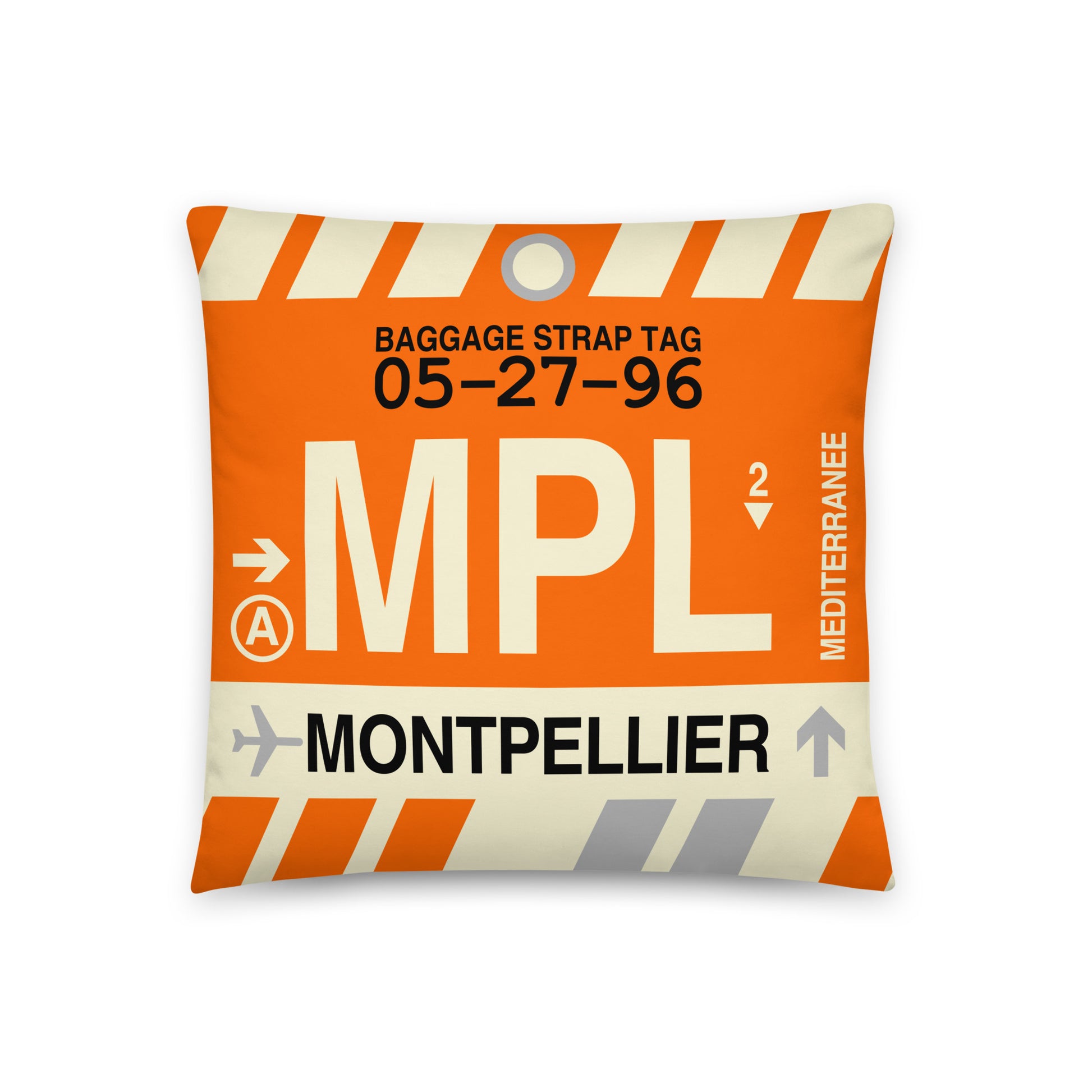 Travel Gift Throw PIllow • MPL Montpellier • YHM Designs - Image 01
