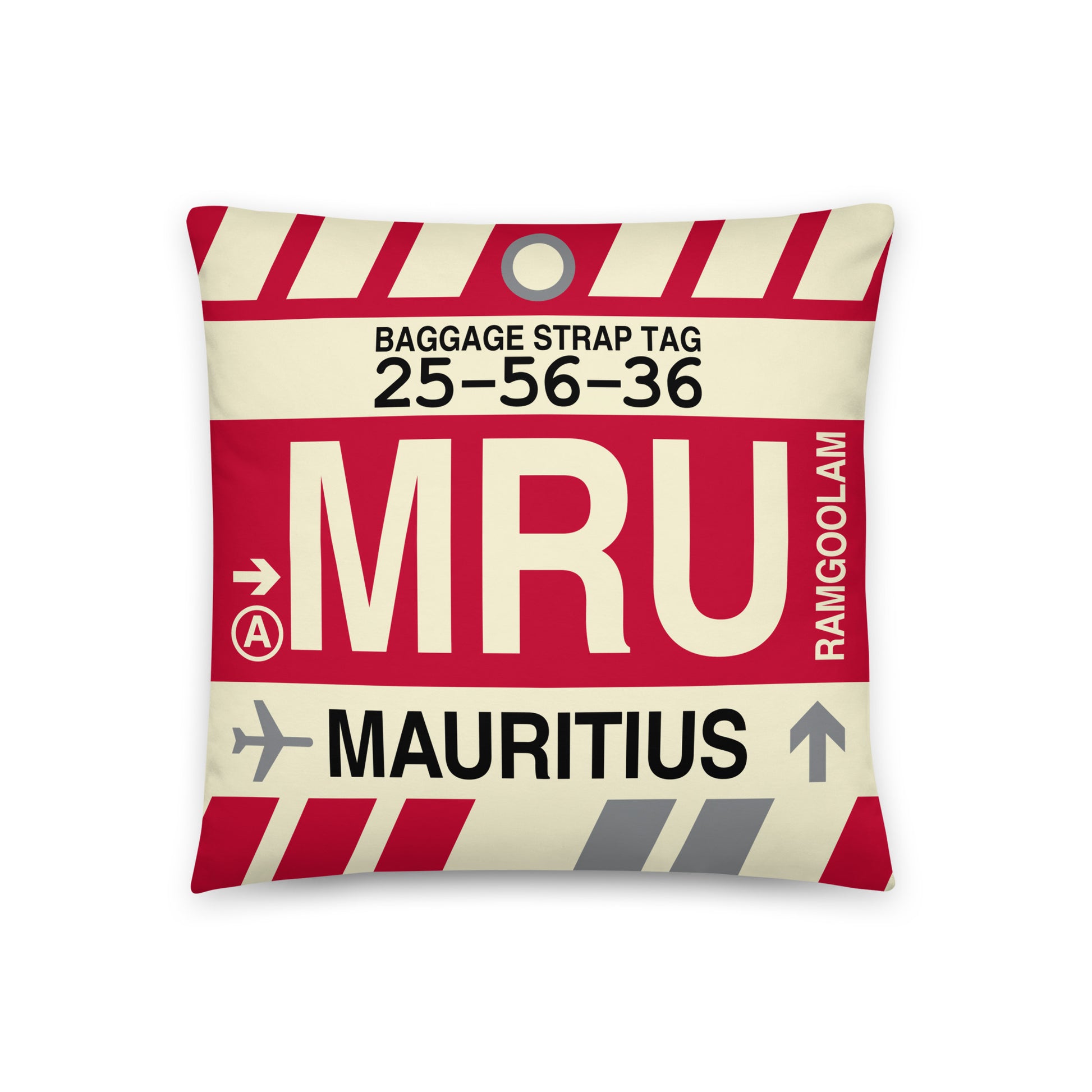 Travel-Themed Throw Pillow • MRU Port Louis • YHM Designs - Image 01