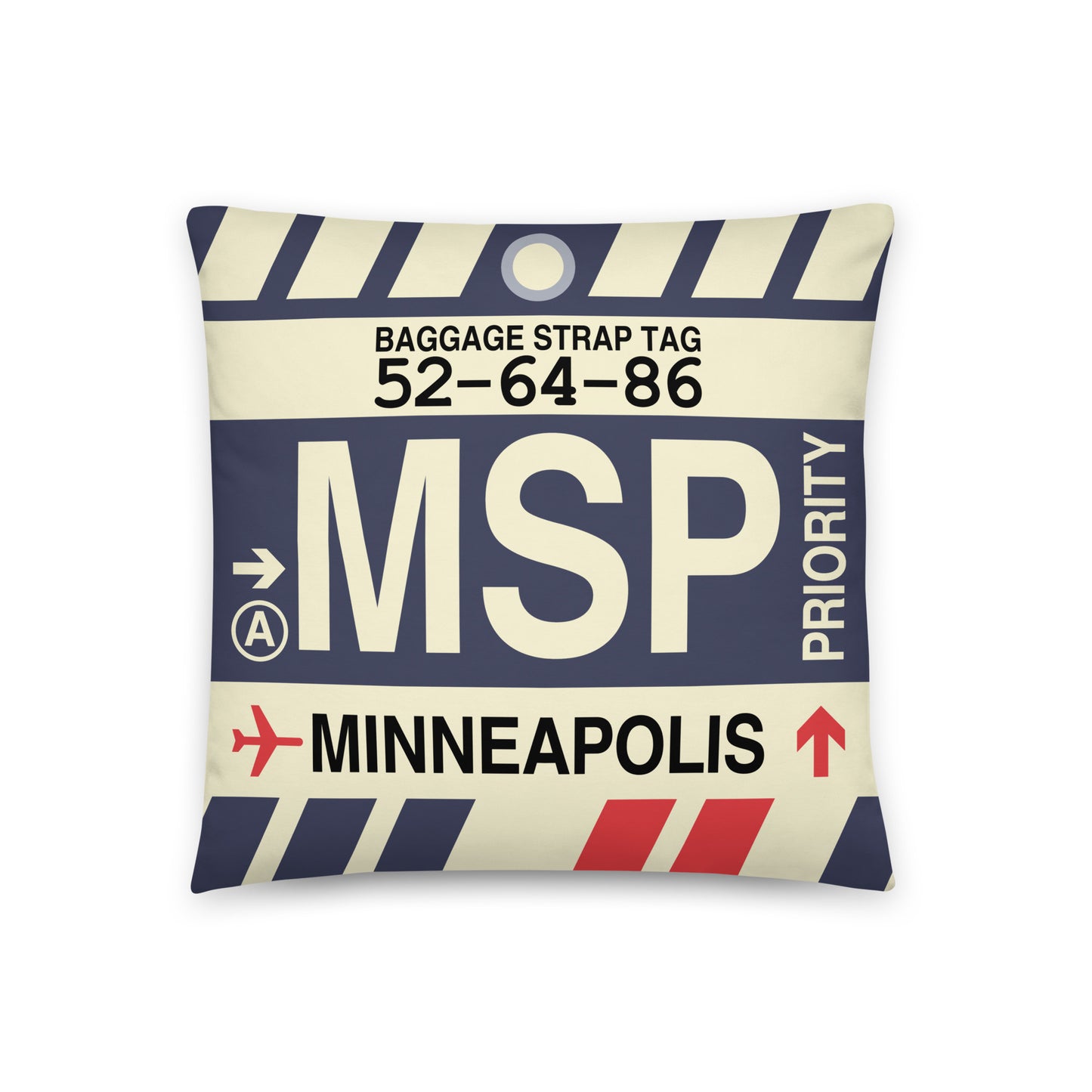 Travel-Themed Throw Pillow • MSP Minneapolis • YHM Designs - Image 01