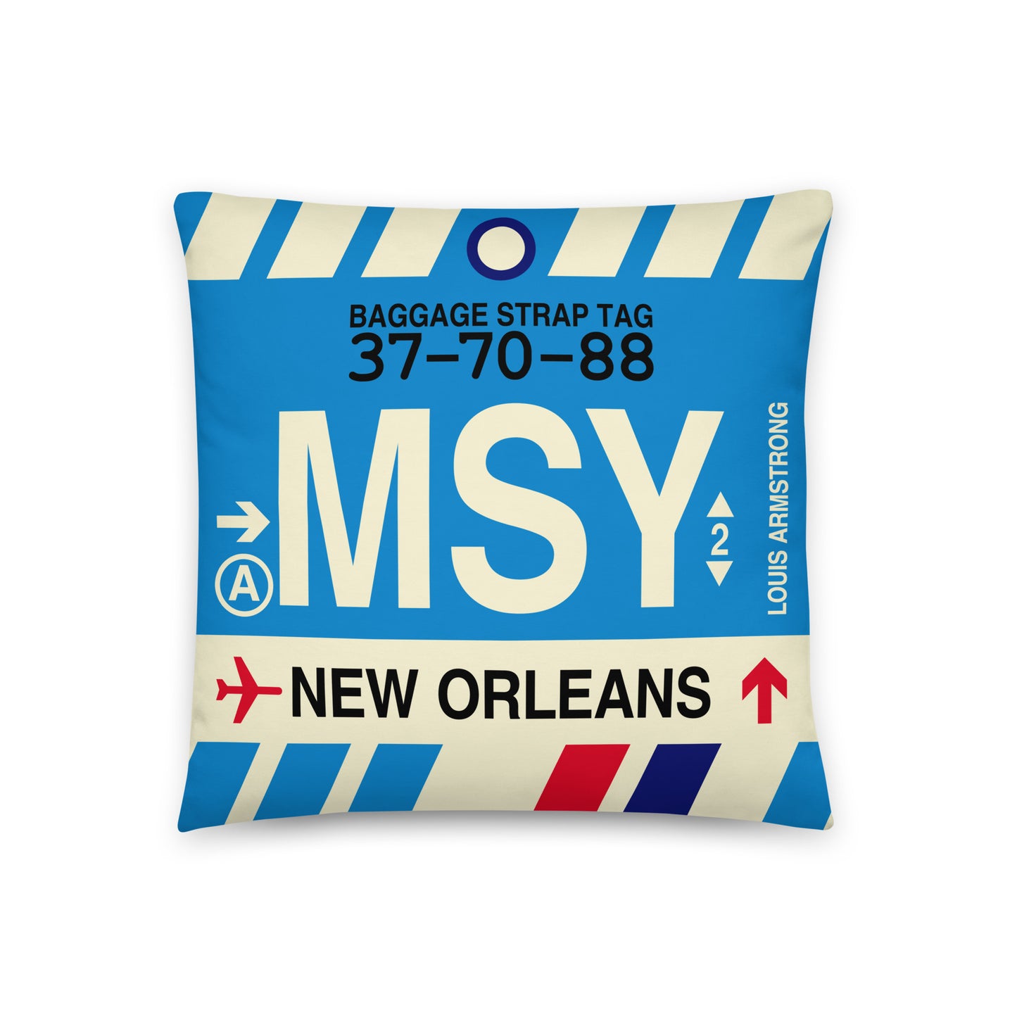 Travel-Themed Throw Pillow • MSY New Orleans • YHM Designs - Image 01