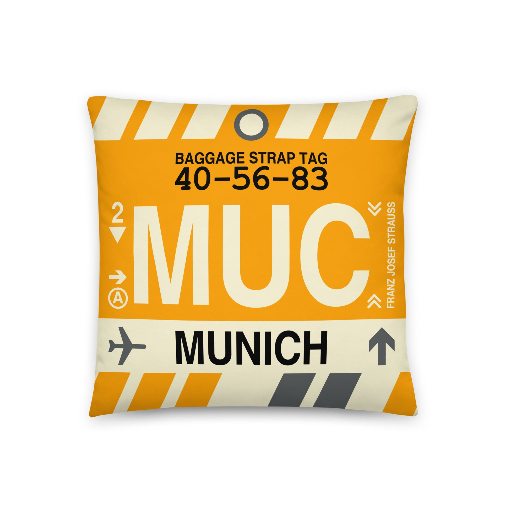 Travel-Themed Throw Pillow • MUC Munich • YHM Designs - Image 01