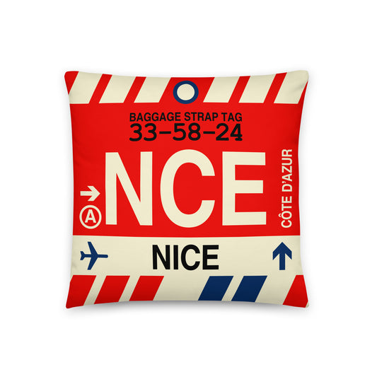 Travel Gift Throw PIllow • NCE Nice • YHM Designs - Image 01