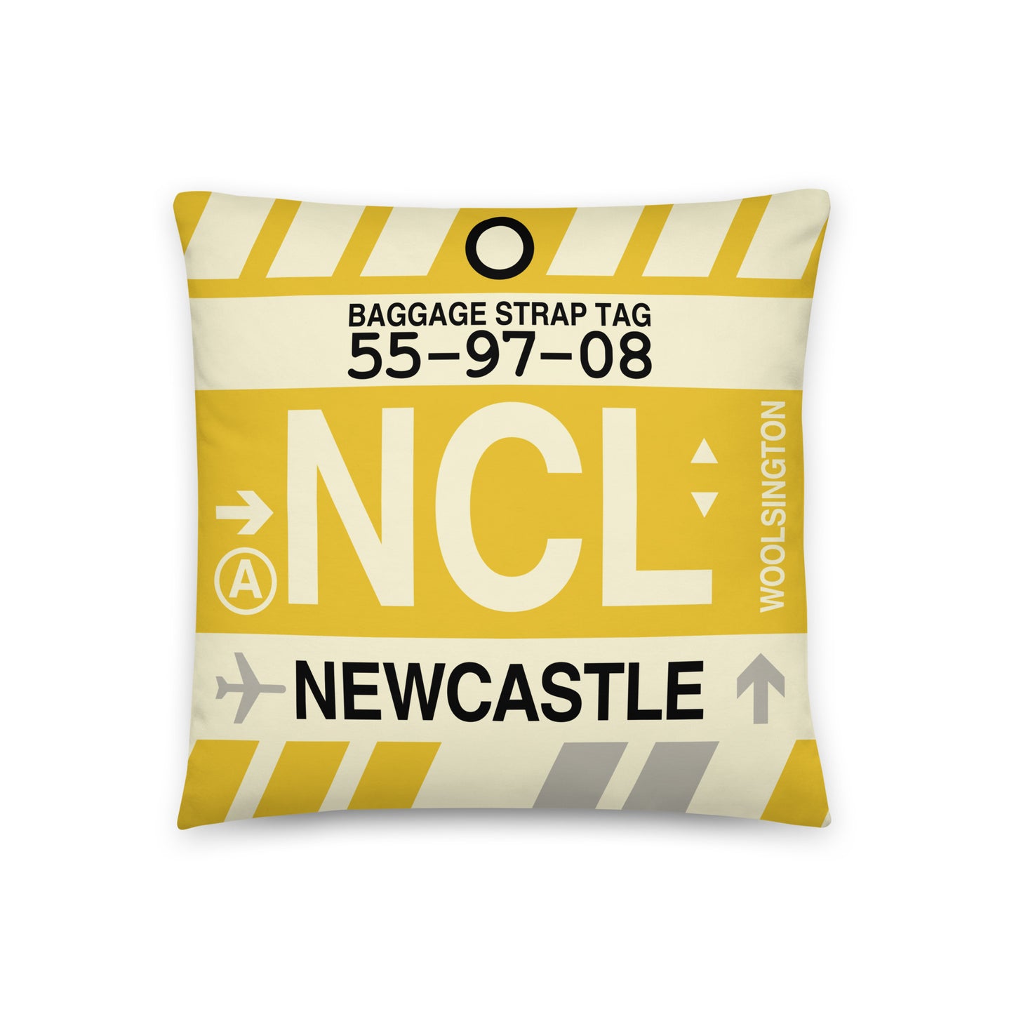 Travel-Themed Throw Pillow • NCL Newcastle • YHM Designs - Image 01