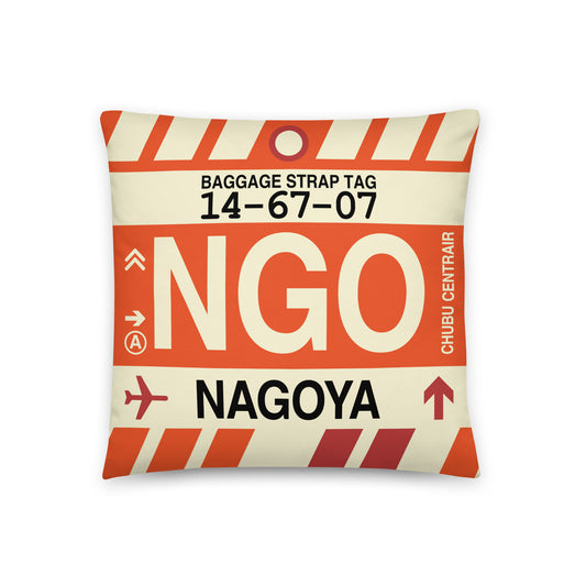 Travel Gift Throw PIllow • NGO Nagoya • YHM Designs - Image 01