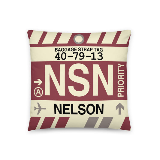 Travel Gift Throw PIllow • NSN Nelson • YHM Designs - Image 01