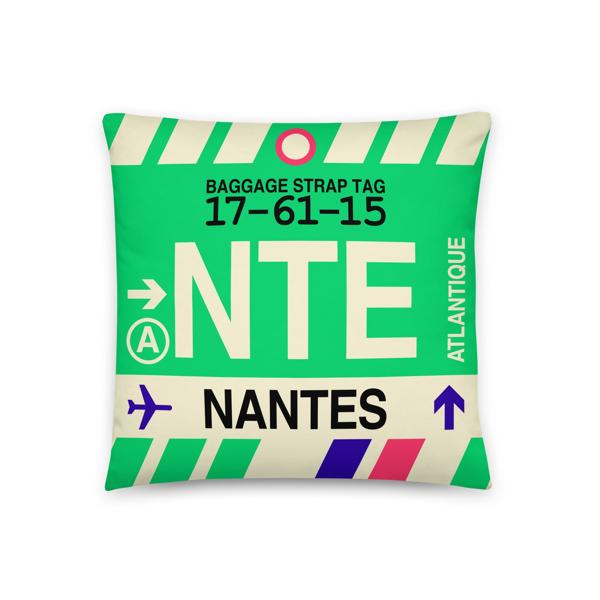 Travel-Themed Throw Pillow • NTE Nantes • YHM Designs - Image 01