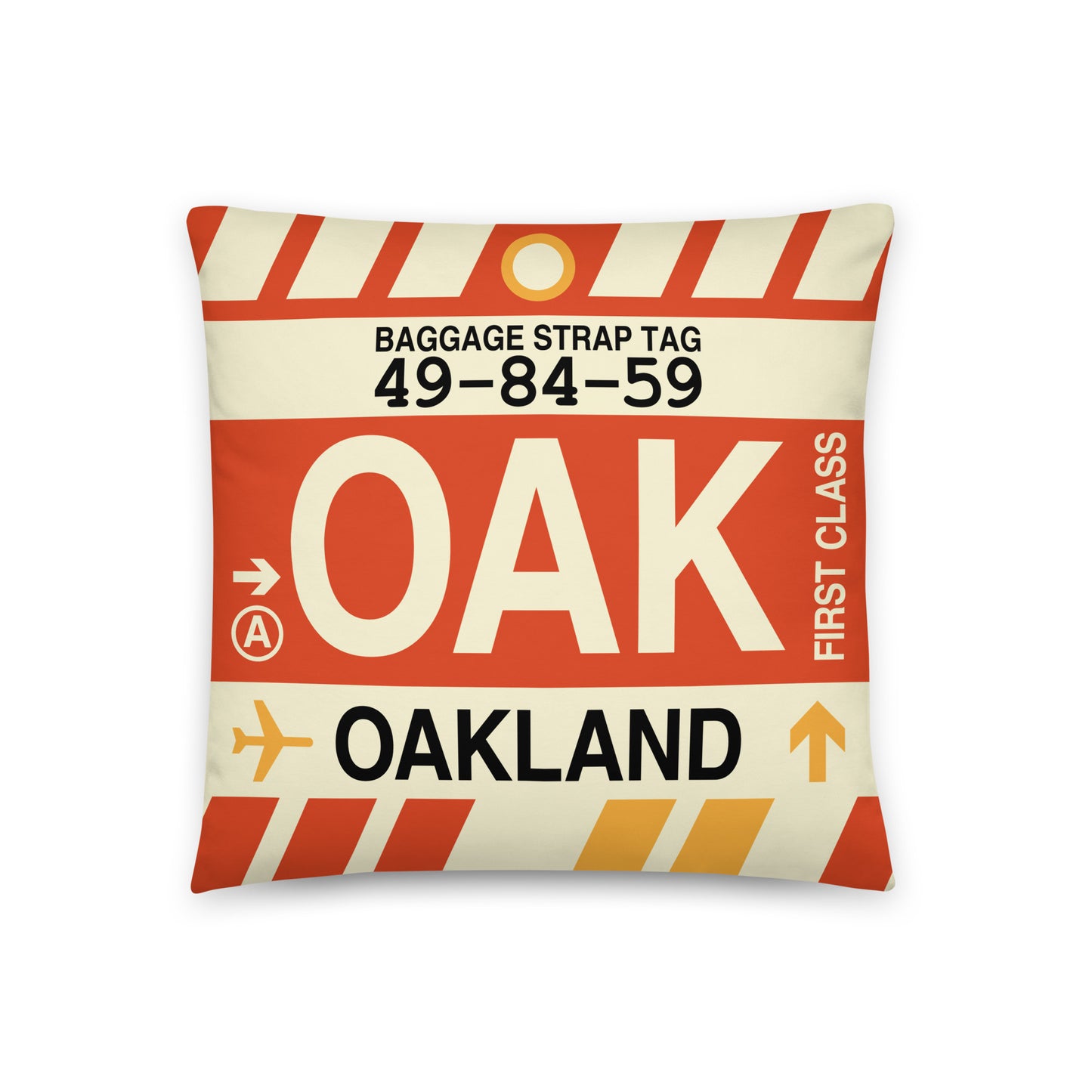 Travel-Themed Throw Pillow • OAK Oakland • YHM Designs - Image 01