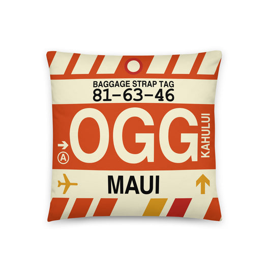 Travel Gift Throw PIllow • OGG Maui • YHM Designs - Image 01