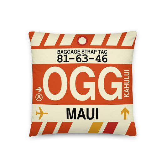 Travel Gift Throw Pillow • OGG Maui • YHM Designs - Image 01