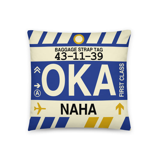 Travel Gift Throw Pillow • OKA Naha (Okinawa) • YHM Designs - Image 01