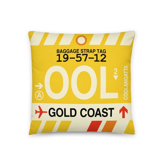 Travel Gift Throw Pillow • OOL Gold Coast • YHM Designs - Image 01