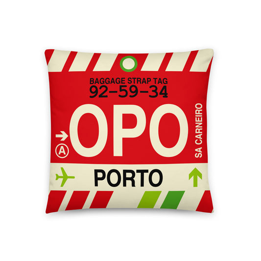 Travel Gift Throw Pillow • OPO Porto Souvenir • YHM Designs - Image 01