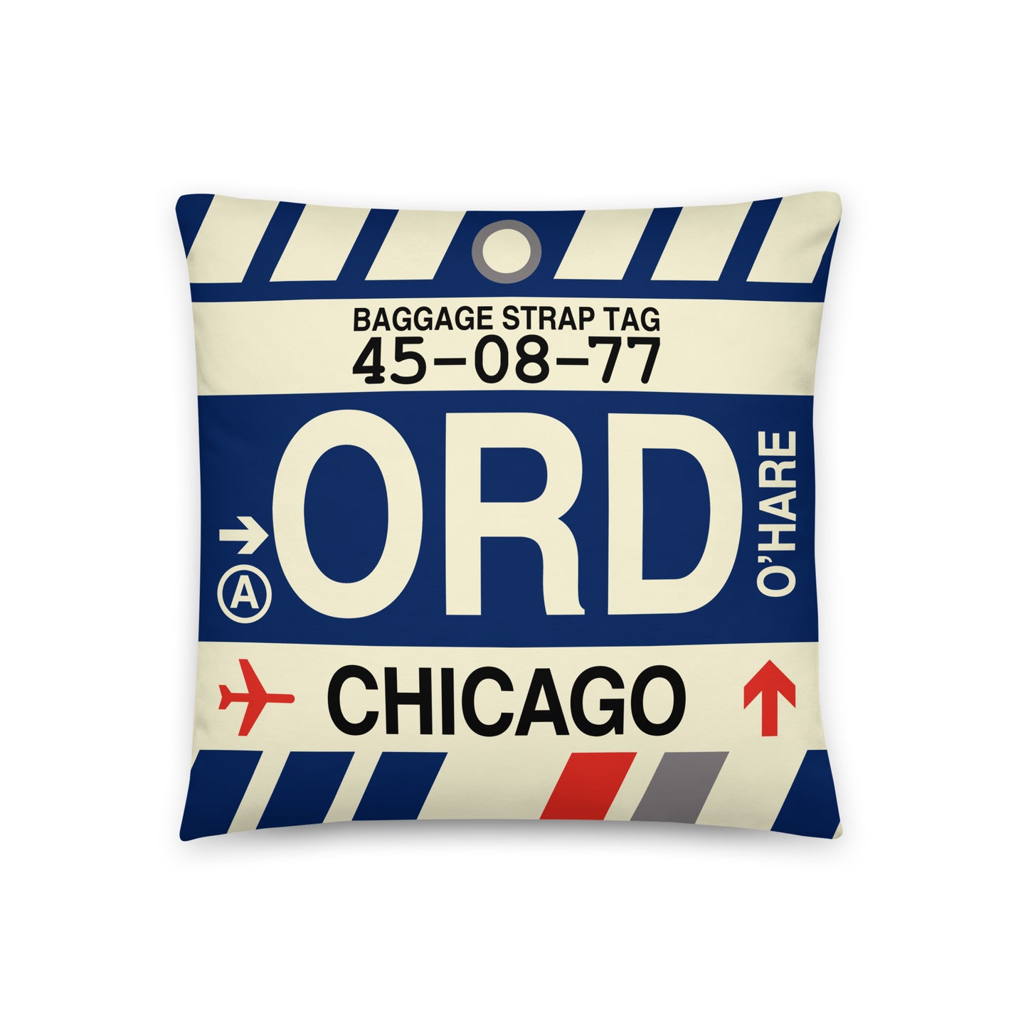 Travel-Themed Throw Pillow • ORD Chicago • YHM Designs - Image 01