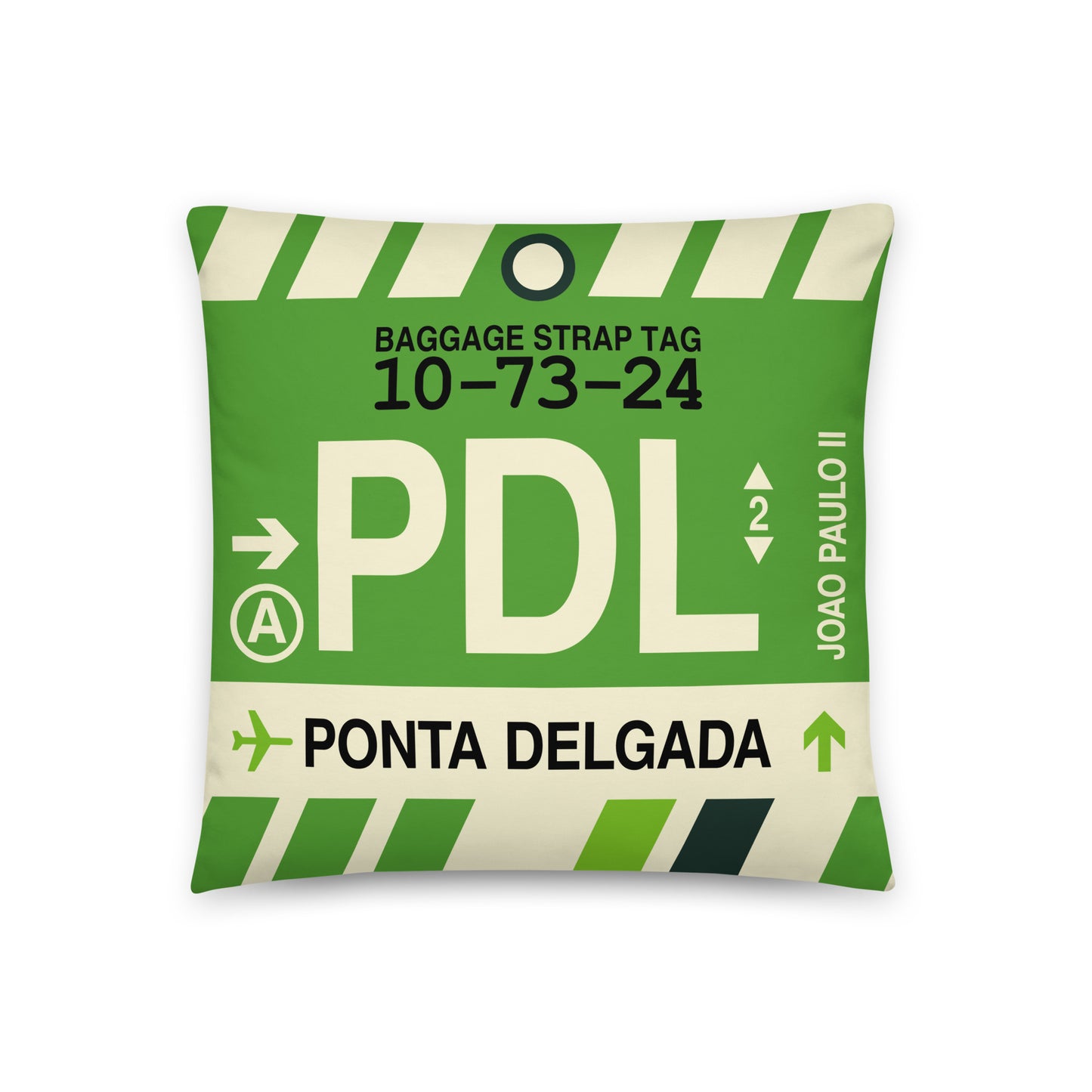Travel-Themed Throw Pillow • PDL Ponta Delgada • YHM Designs - Image 01