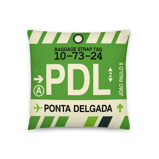 Travel Gift Throw PIllow • PDL Ponta Delgada • YHM Designs - Image 01