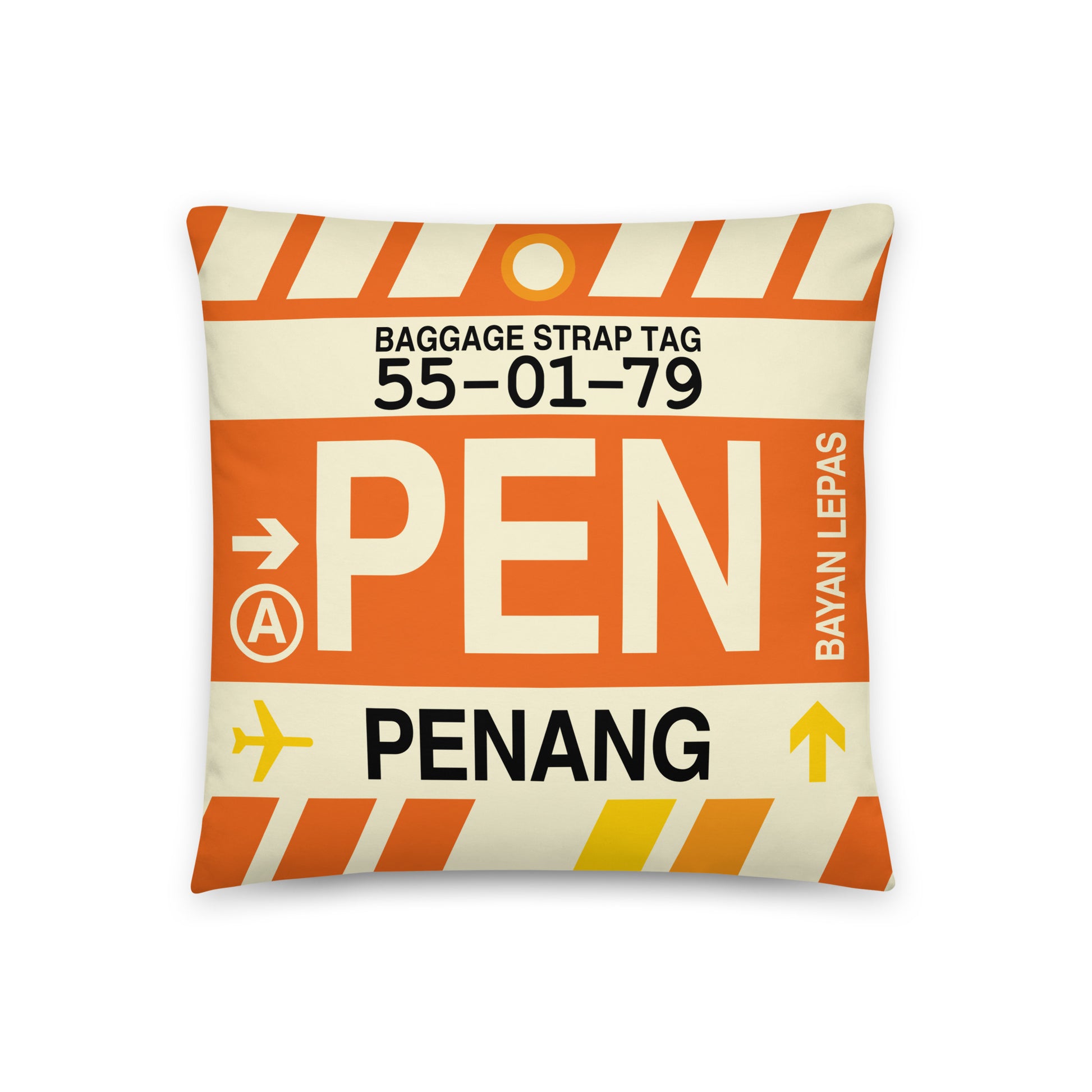 Travel-Themed Throw Pillow • PEN Penang • YHM Designs - Image 01