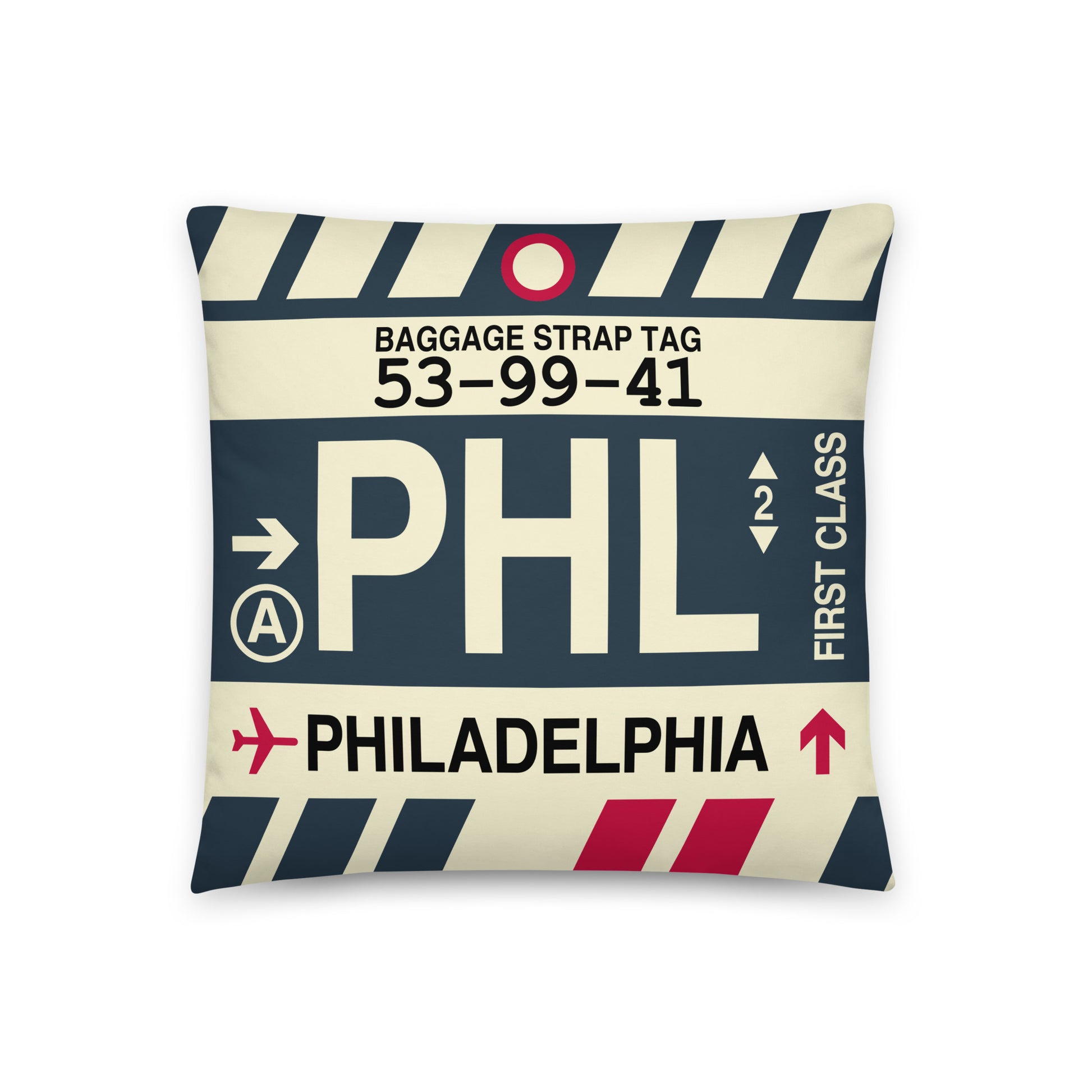 Travel-Themed Throw Pillow • PHL Philadelphia • YHM Designs - Image 01