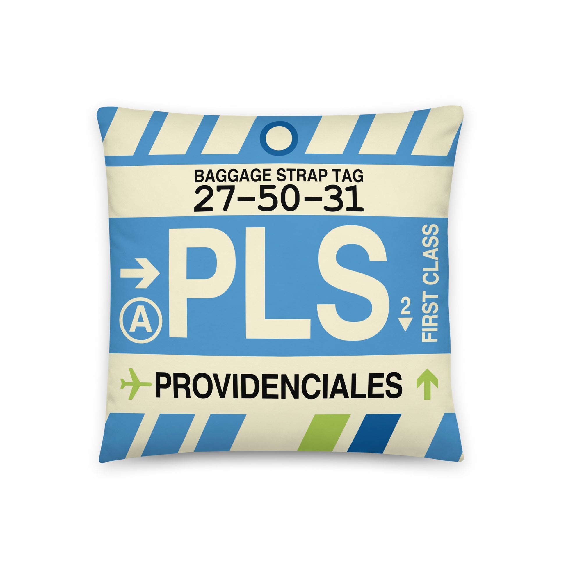 Travel-Themed Throw Pillow • PLS Providenciales • YHM Designs - Image 01