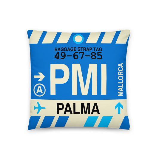 Travel Gift Throw PIllow • PMI Palma de Mallorca • YHM Designs - Image 01