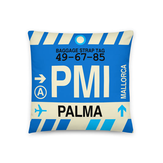 Travel Gift Throw Pillow • PMI Palma de Mallorca Souvenir • YHM Designs - Image 01