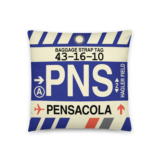 Travel Gift Throw Pillow • PNS Pensacola • YHM Designs - Image 01