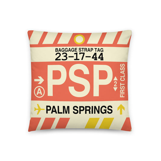 PSP Palm Springs Throw Pillow • Jet Age Baggage Tag Design • YHM Designs - Image 01