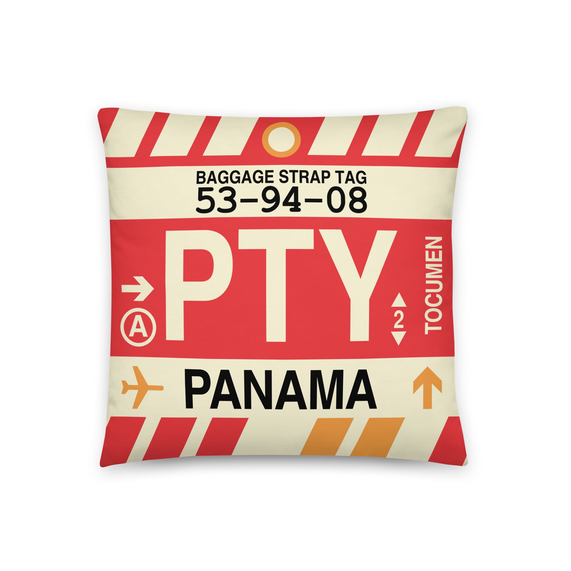 Travel-Themed Throw Pillow • PTY Panama City • YHM Designs - Image 01
