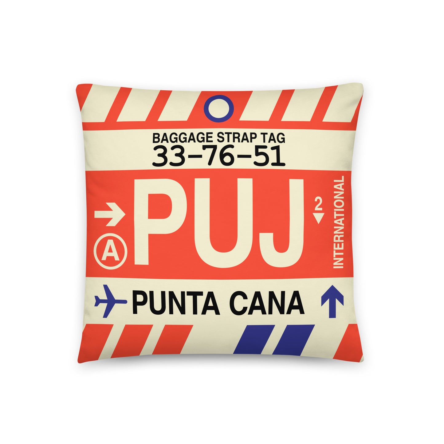Travel-Themed Throw Pillow • PUJ Punta Cana • YHM Designs - Image 01