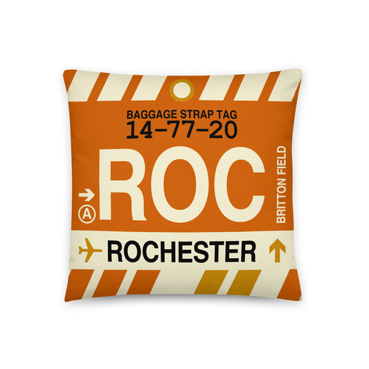 Travel Gift Throw Pillow • ROC Rochester Souvenir • YHM Designs - Image 01