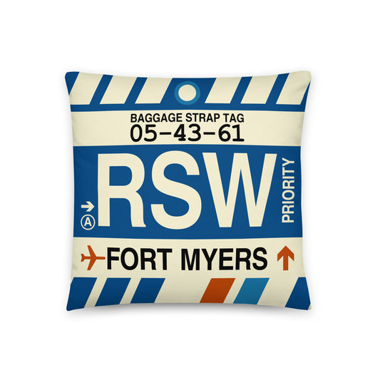 Travel Gift Throw Pillow • RSW Fort Myers • YHM Designs - Image 01