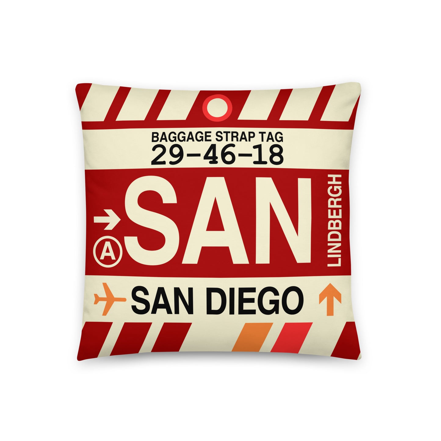 Travel-Themed Throw Pillow • SAN San Diego • YHM Designs - Image 01