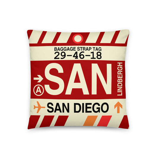 Travel Gift Throw Pillow • SAN San Diego • YHM Designs - Image 01