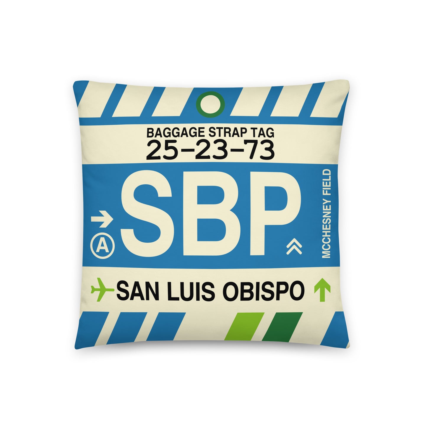Travel-Themed Throw Pillow • SBP San Luis Obispo • YHM Designs - Image 01