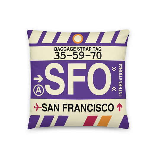 Travel Gift Throw Pillow • SFO San Francisco • YHM Designs - Image 01