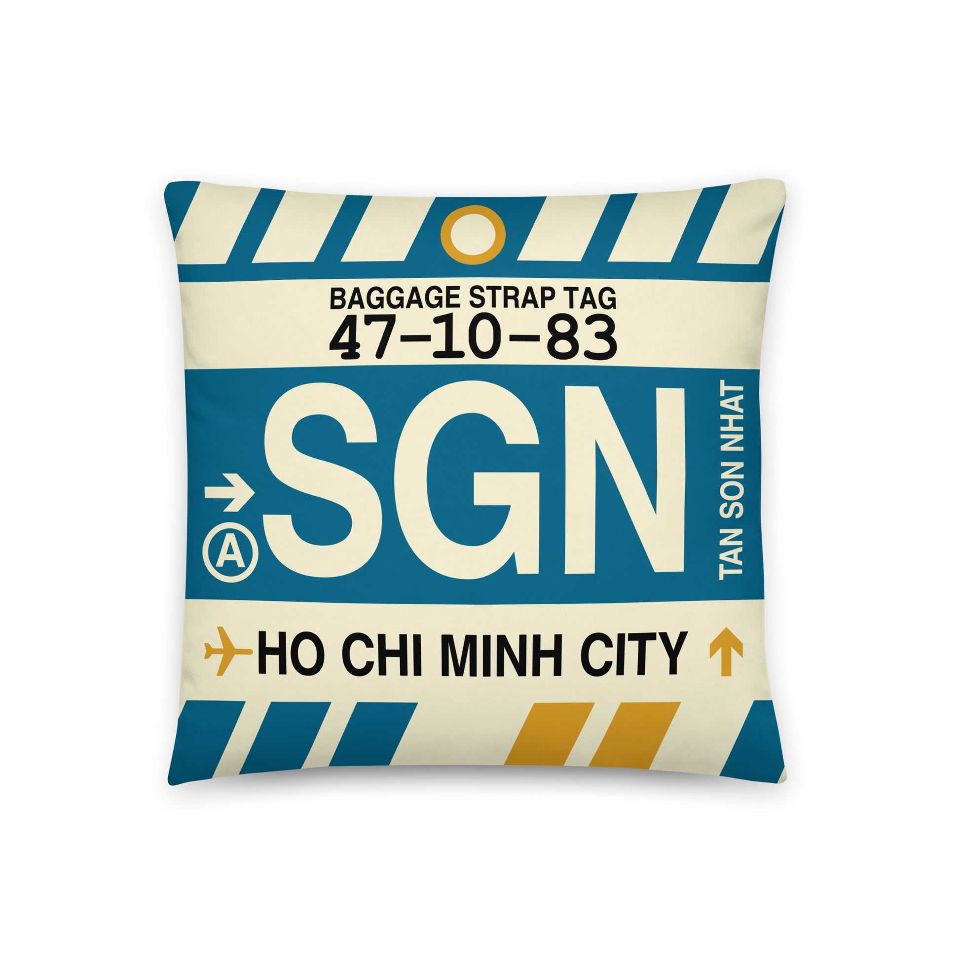 Travel-Themed Throw Pillow • SGN Ho Chi Minh City • YHM Designs - Image 01