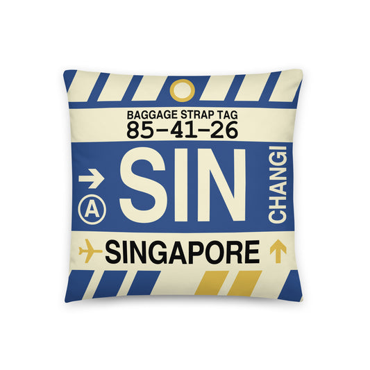 Travel Gift Throw Pillow • SIN Singapore • YHM Designs - Image 01