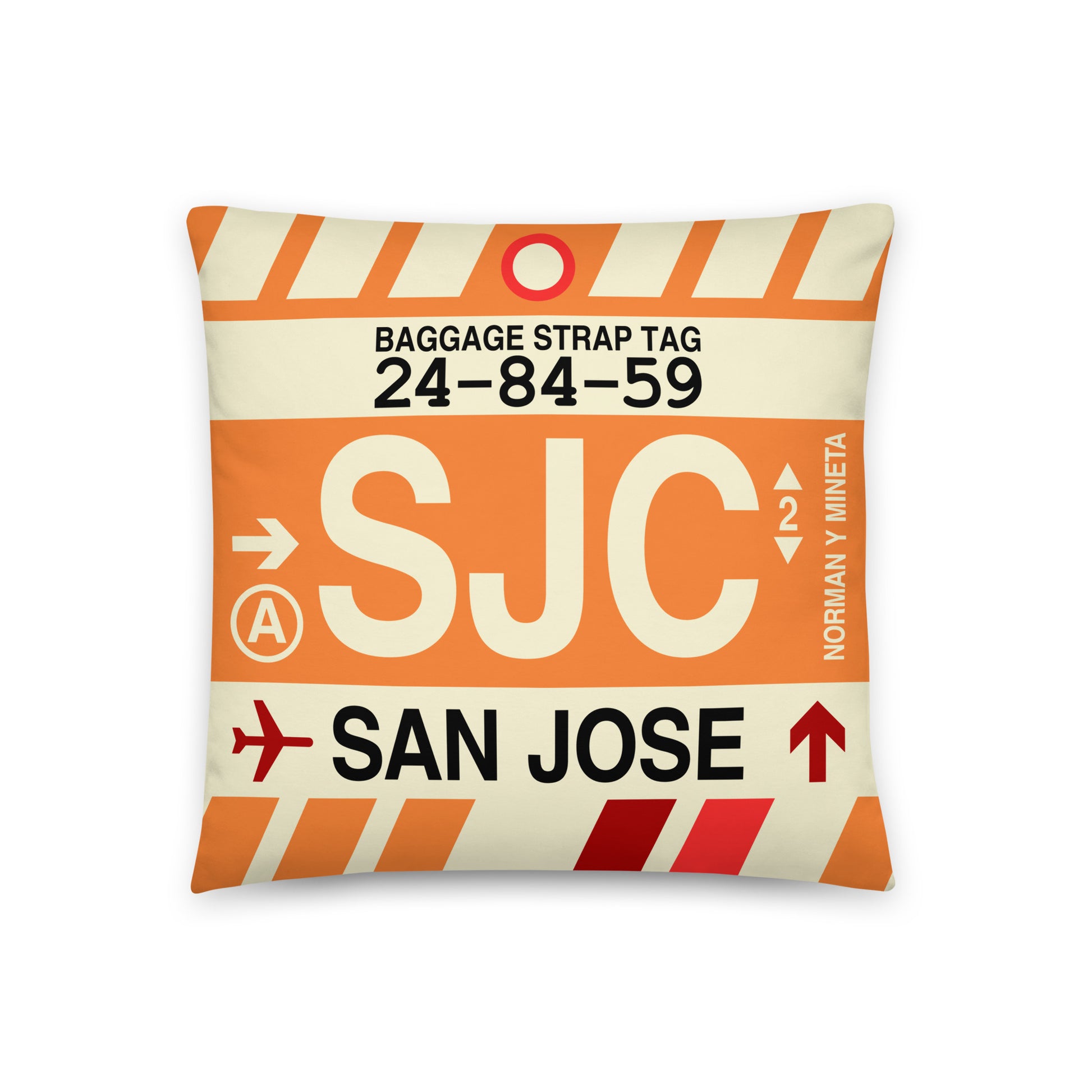 Travel-Themed Throw Pillow • SJC San Jose • YHM Designs - Image 01