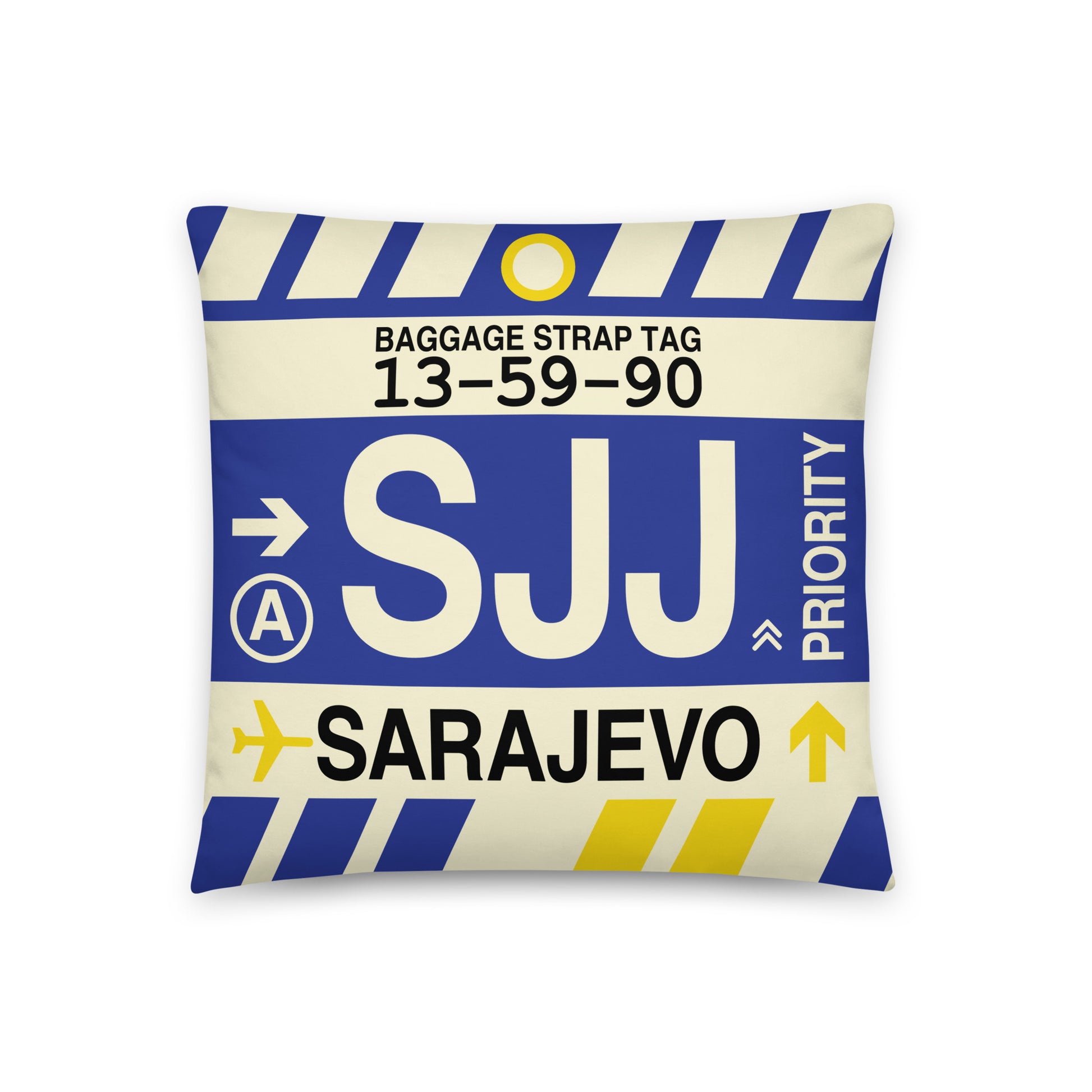 Travel-Themed Throw Pillow • SJJ Sarajevo • YHM Designs - Image 01