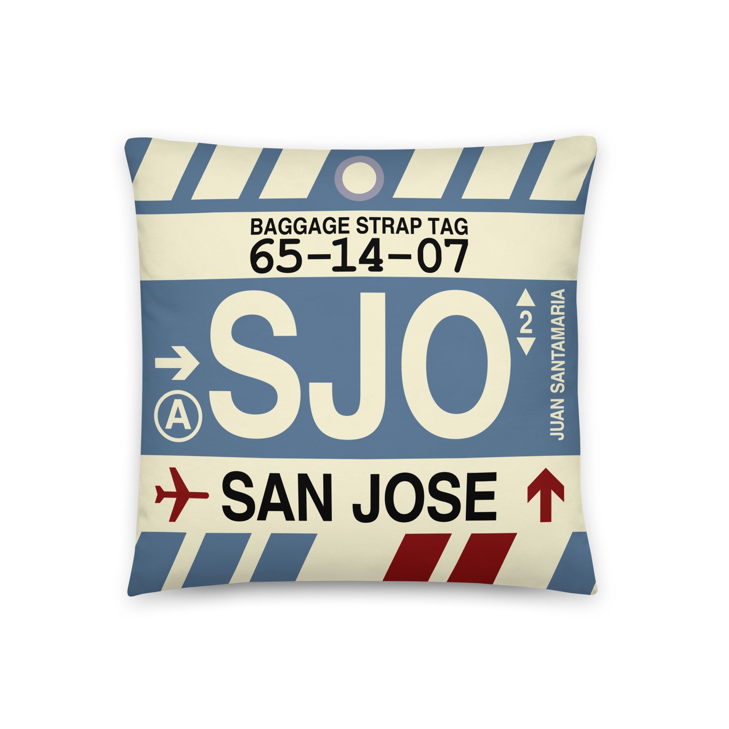 Travel-Themed Throw Pillow • SJO San Jose • YHM Designs - Image 01