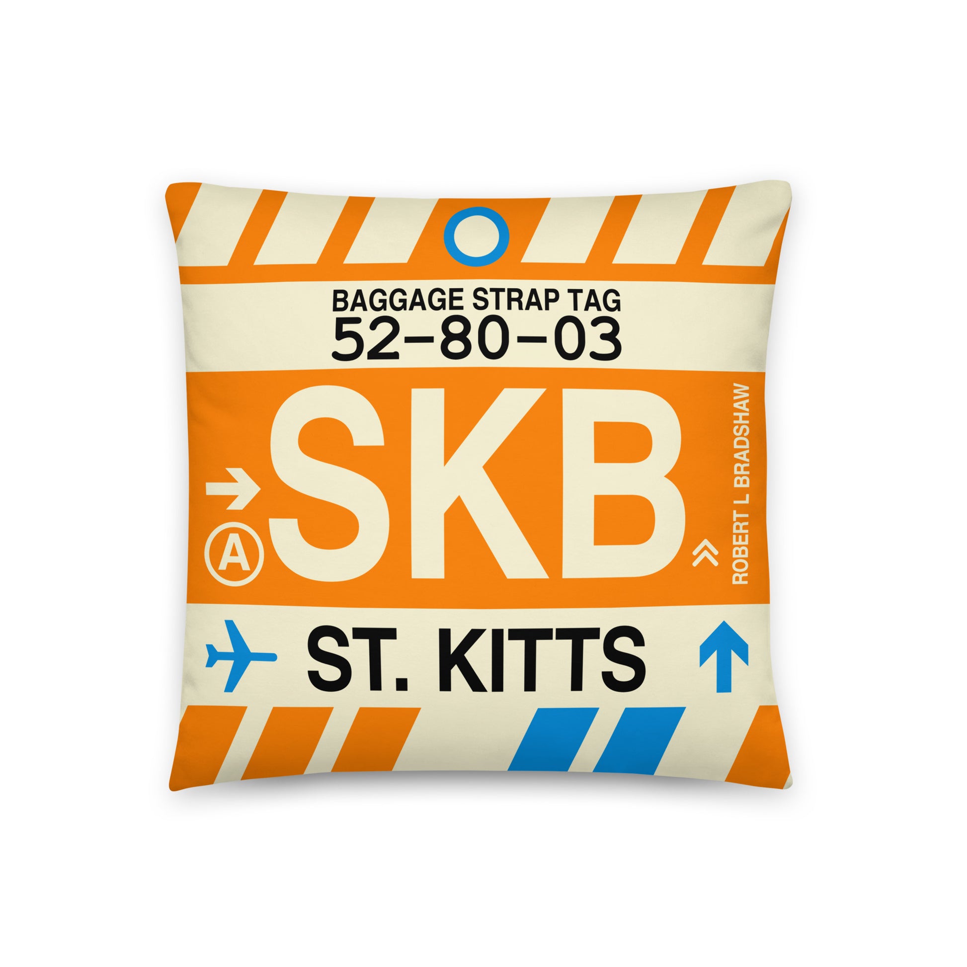 Travel-Themed Throw Pillow • SKB St. Kitts • YHM Designs - Image 01