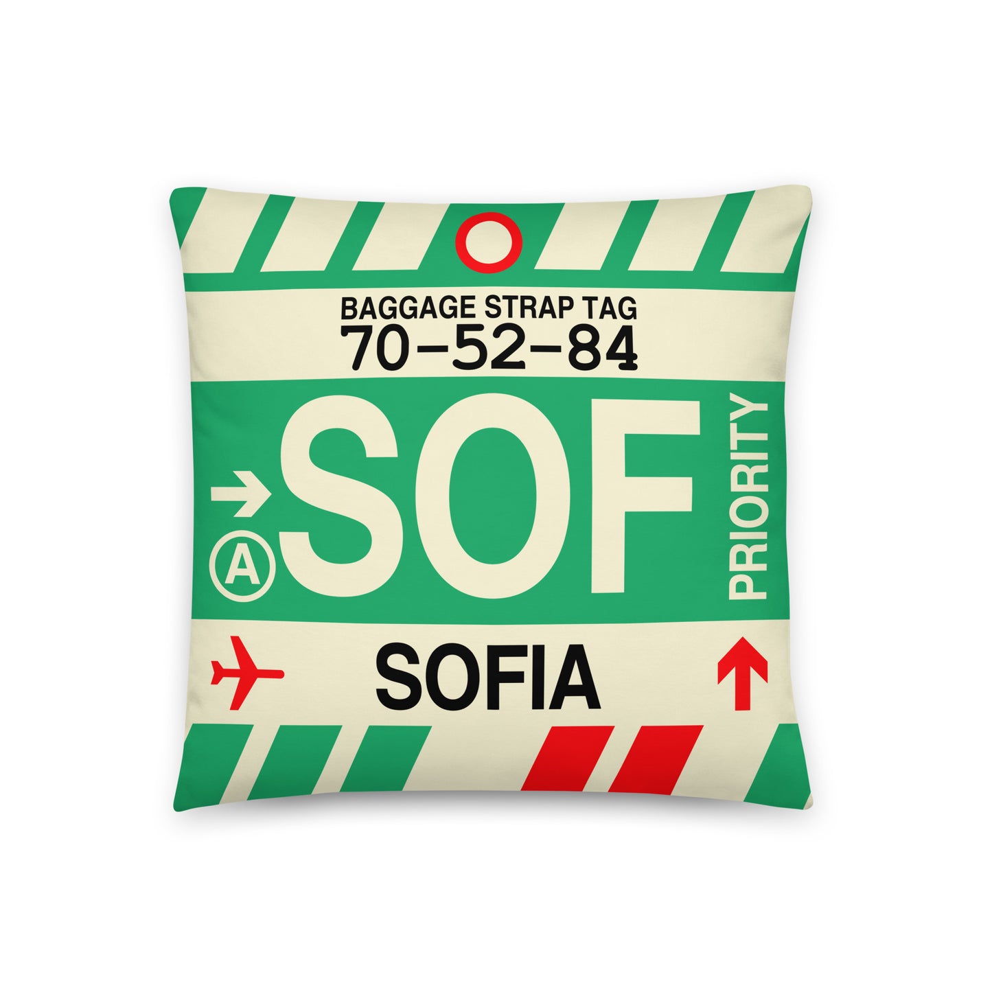 Travel-Themed Throw Pillow • SOF Sofia • YHM Designs - Image 01