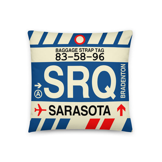 Travel Gift Throw Pillow • SRQ Sarasota-Bradenton • YHM Designs - Image 01