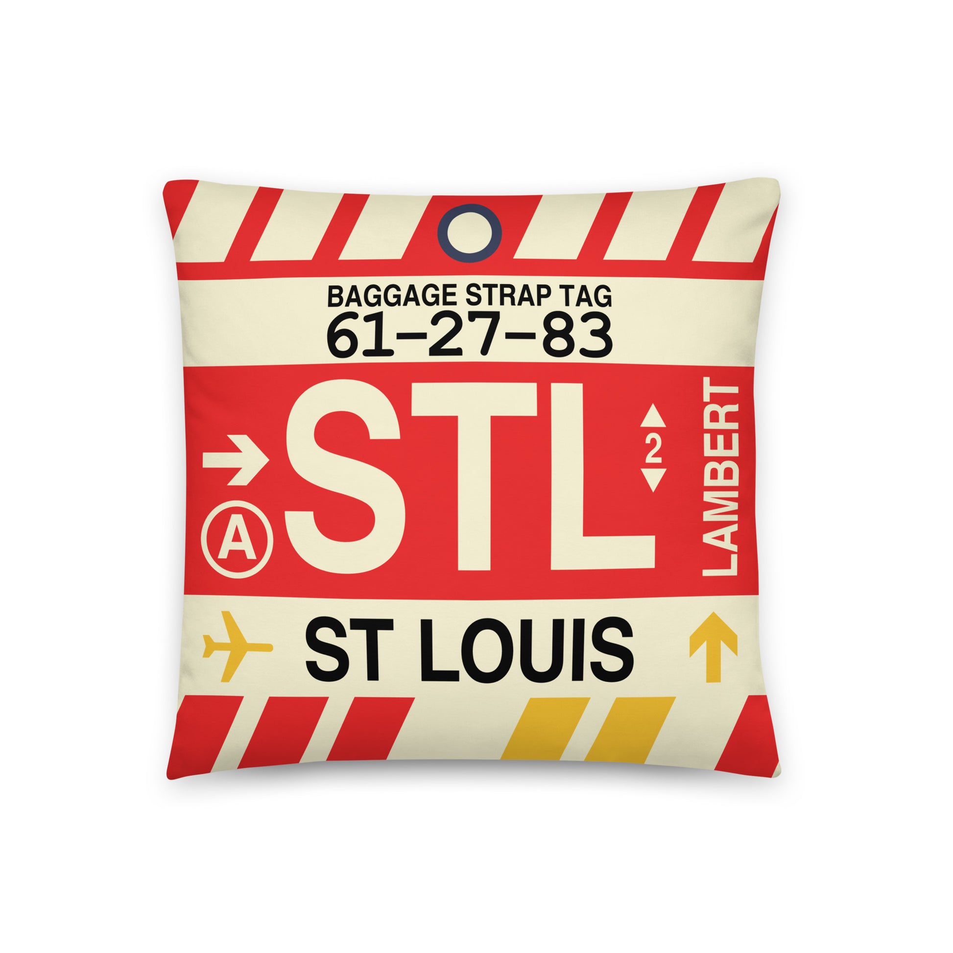 Travel-Themed Throw Pillow • STL St. Louis • YHM Designs - Image 01