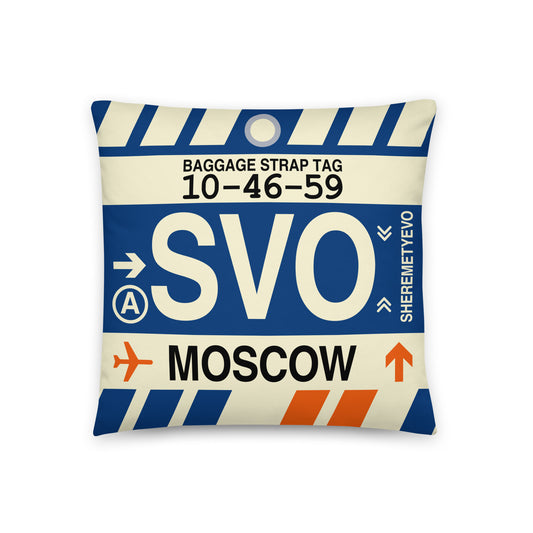Travel Gift Throw PIllow • SVO Moscow • YHM Designs - Image 01