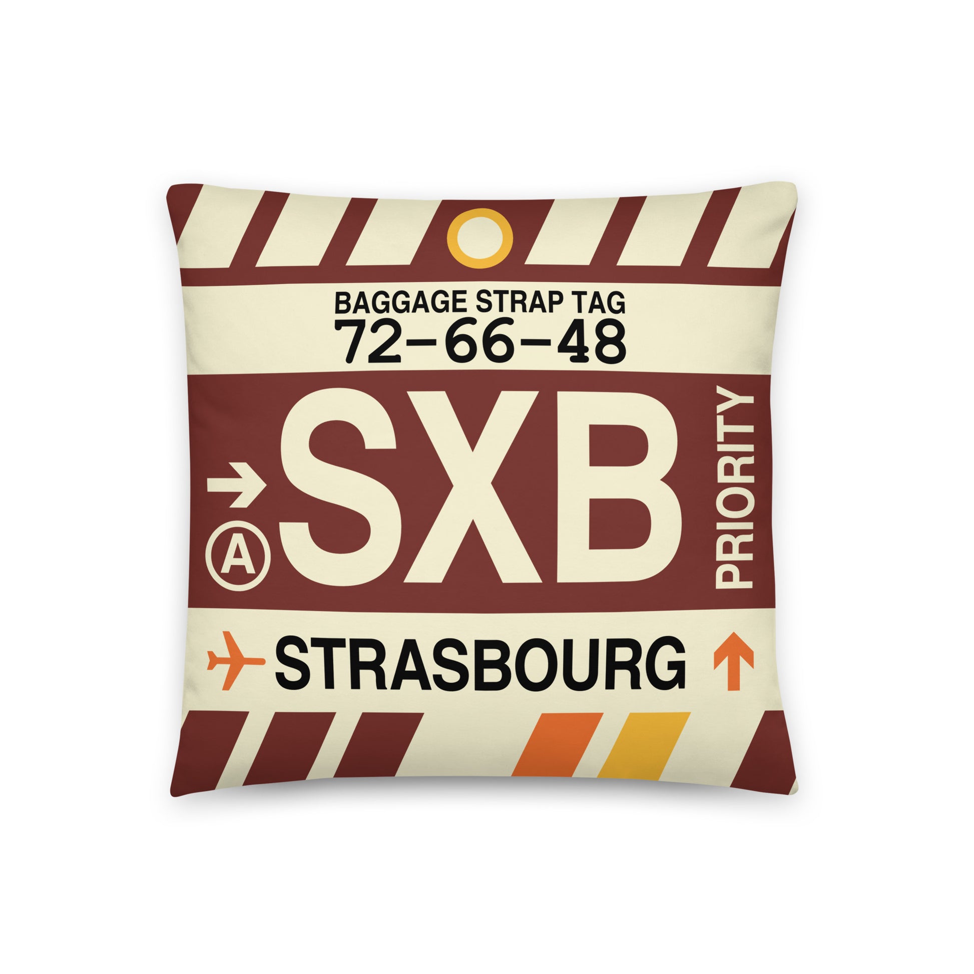 Travel-Themed Throw Pillow • SXB Strasbourg • YHM Designs - Image 01