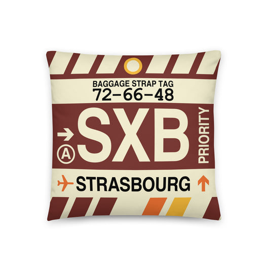 Travel Gift Throw PIllow • SXB Strasbourg • YHM Designs - Image 01
