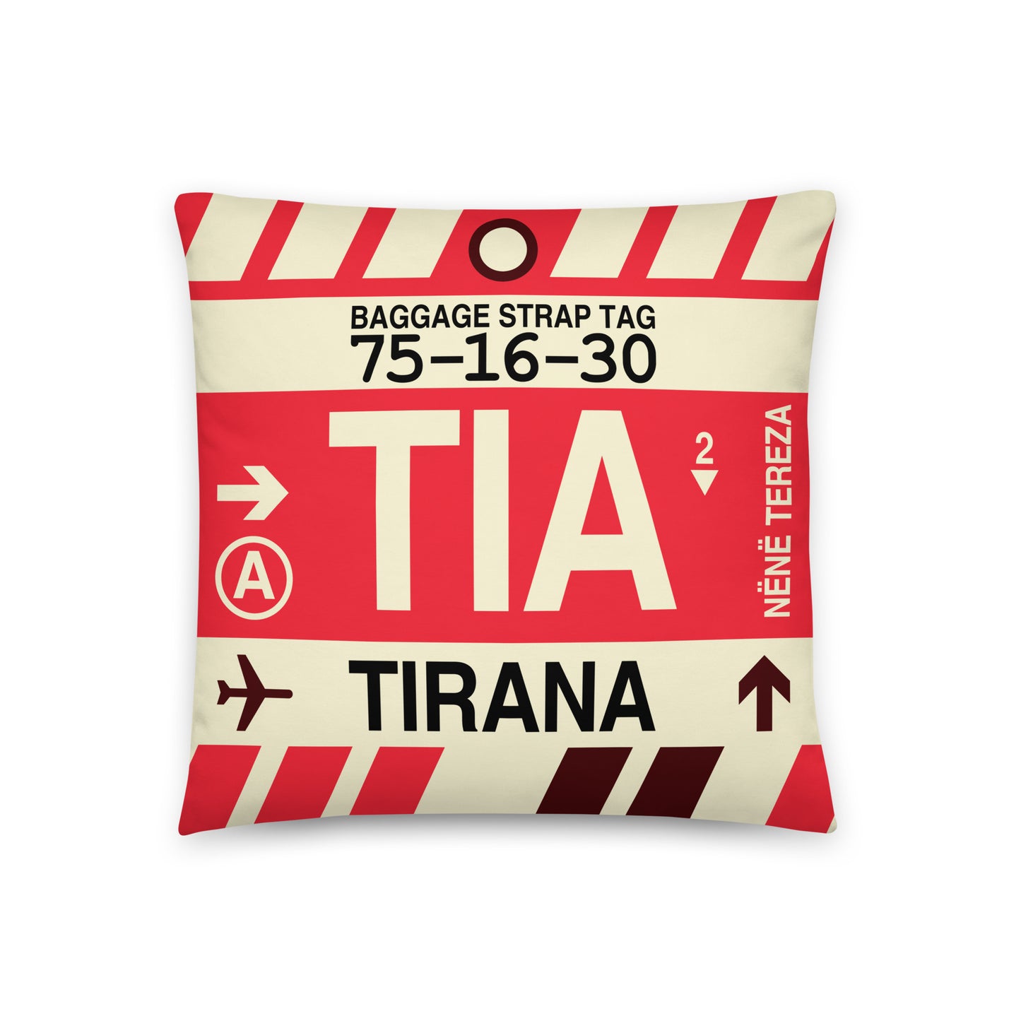 Travel Gift Throw PIllow • TIA Tirana • YHM Designs - Image 01